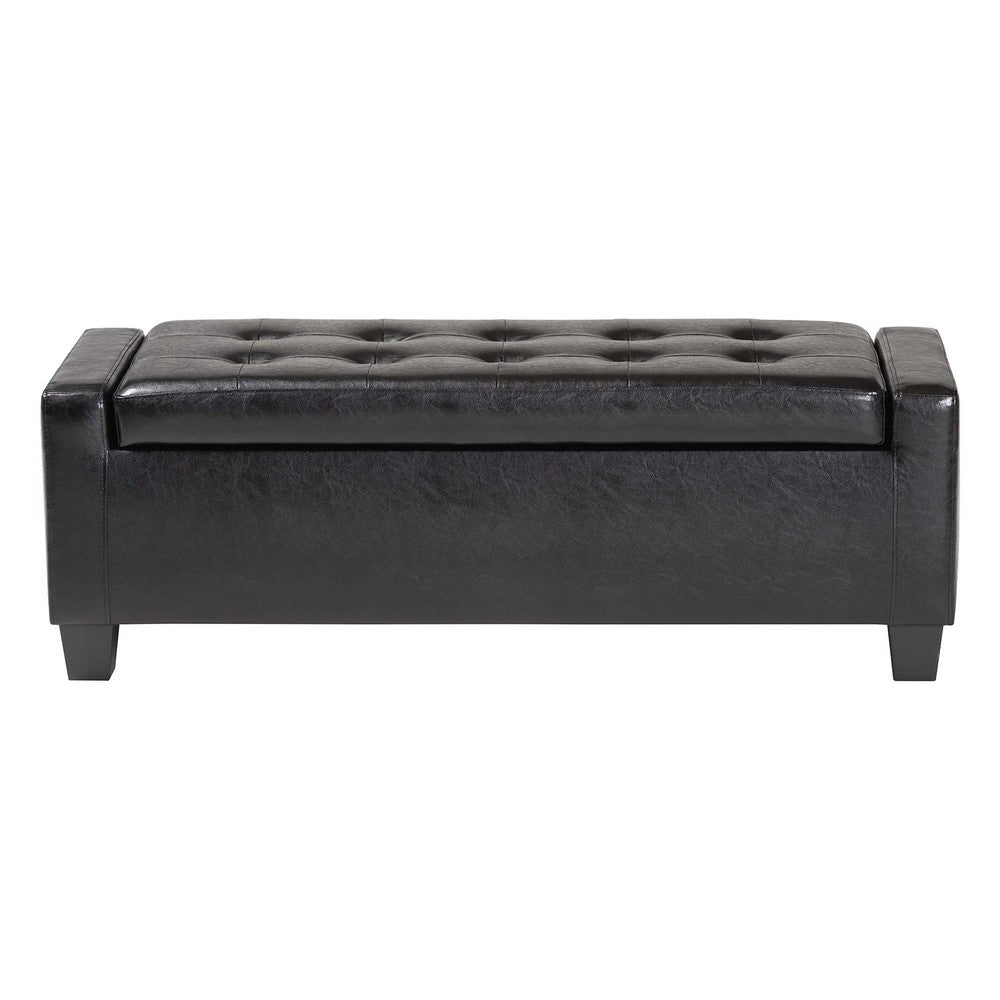 Baxton Studio - Manchester Ottoman in Black - Y-172-Black-OTTO view 3