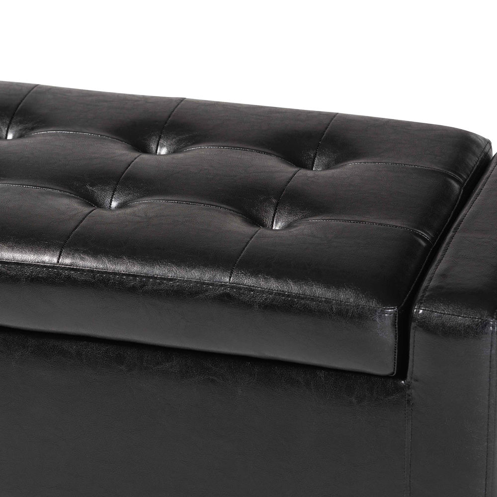 Baxton Studio - Manchester Ottoman in Black - Y-172-Black-OTTO view 6
