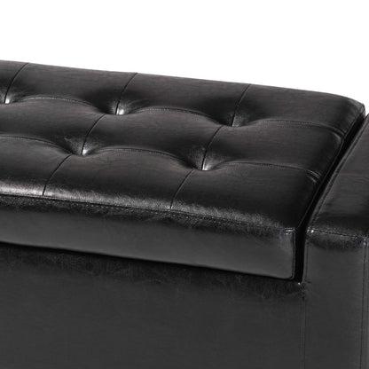 Baxton Studio - Manchester Ottoman in Black - Y-172-Black-OTTO view 6