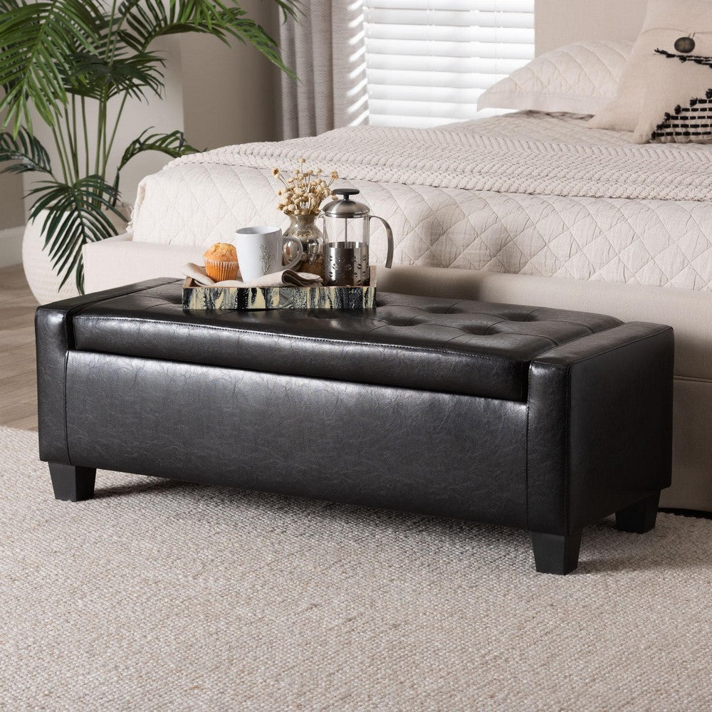 Baxton Studio - Manchester Ottoman in Black - Y-172-Black-OTTO view 9
