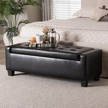 Baxton Studio - Manchester Ottoman in Black - Y-172-Black-OTTO view 9
