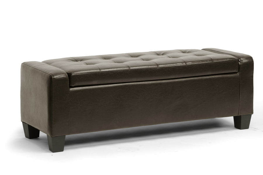 Baxton Studio - Manchester Ottoman in Dark Brown - Y-172-dark brown-OTTO view 1