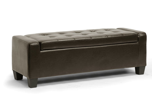 Baxton Studio - Manchester Ottoman in Dark Brown - Y-172-dark brown-OTTO view 1