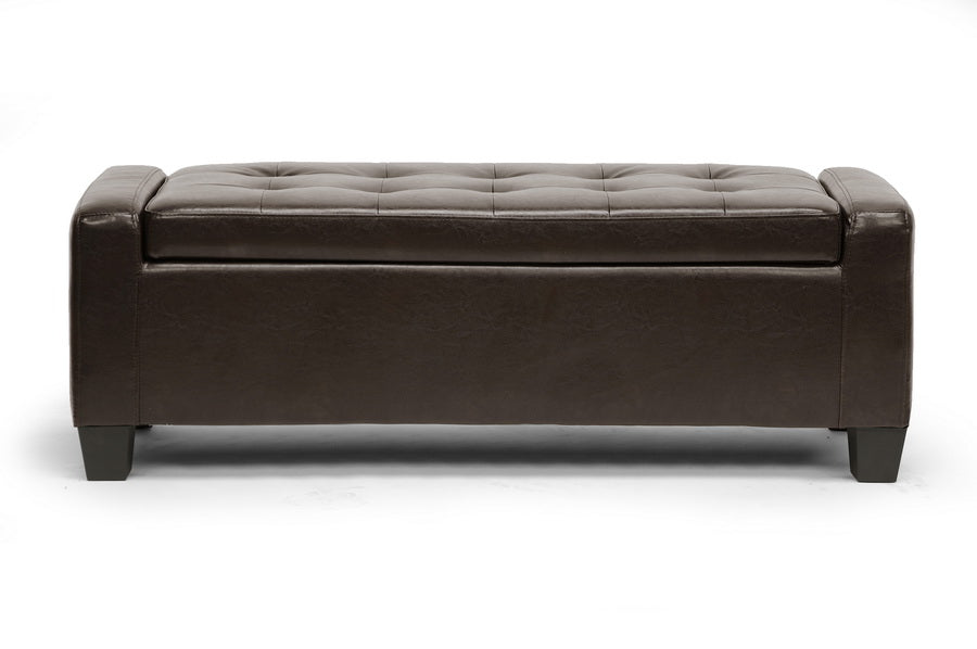 Baxton Studio - Manchester Ottoman in Dark Brown - Y-172-dark brown-OTTO view 2