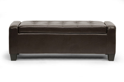 Baxton Studio - Manchester Ottoman in Dark Brown - Y-172-dark brown-OTTO view 2