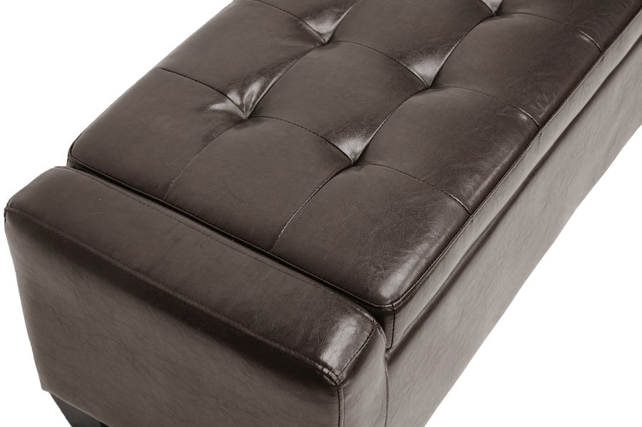 Baxton Studio - Manchester Ottoman in Dark Brown - Y-172-dark brown-OTTO view 4