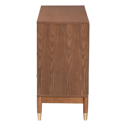 Baxton Studio - Mandolin Dresser in Walnut Brown/Gold - MG9010-Ash Walnut/Gold-6DW-Dresser view 5