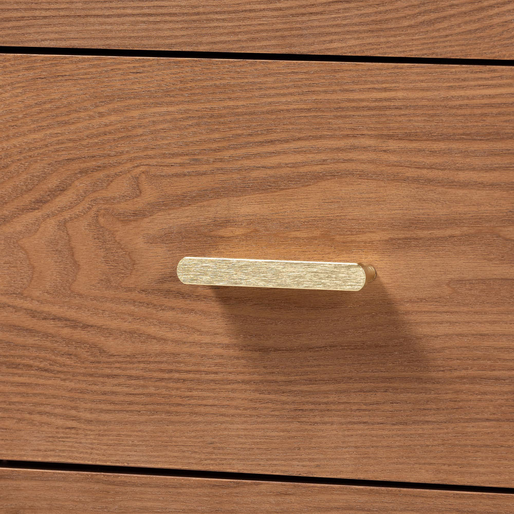 Baxton Studio - Mandolin Dresser in Walnut Brown/Gold - MG9010-Ash Walnut/Gold-6DW-Dresser view 6