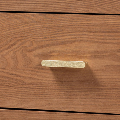 Baxton Studio - Mandolin Dresser in Walnut Brown/Gold - MG9010-Ash Walnut/Gold-6DW-Dresser view 6
