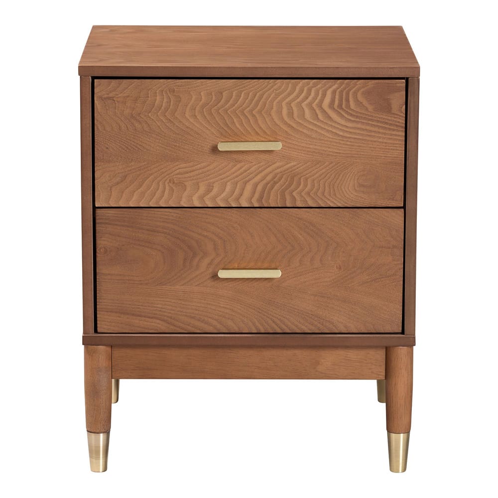 Baxton Studio - Mandolin Nightstand in Walnut Brown/Gold - MG9010-Ash Walnut/Gold-2DW-NS view 3