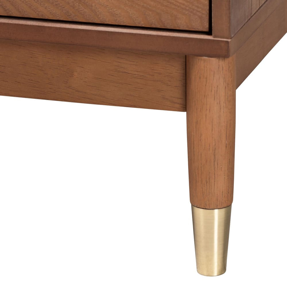 Baxton Studio - Mandolin Nightstand in Walnut Brown/Gold - MG9010-Ash Walnut/Gold-2DW-NS view 6