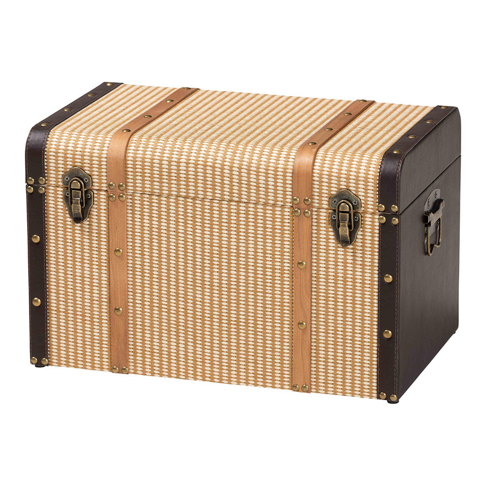 Baxton Studio - Manton Storage Trunk in Light Brown/Dark Brown/Bronze - JY25B016-Large-Wooden Trunk view 1