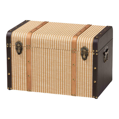 Baxton Studio - Manton Storage Trunk in Light Brown/Dark Brown/Bronze - JY25B016-Large-Wooden Trunk view 1
