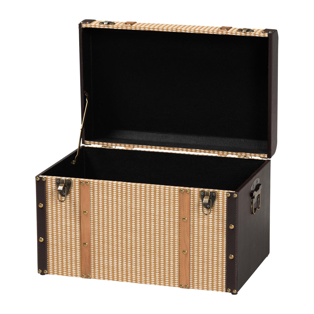 Baxton Studio - Manton Storage Trunk in Light Brown/Dark Brown/Bronze - JY25B016-Large-Wooden Trunk view 2
