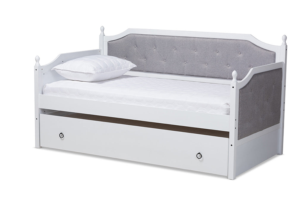 Baxton Studio - Mara Daybed - MG0014-Grey/White-Daybed view 1