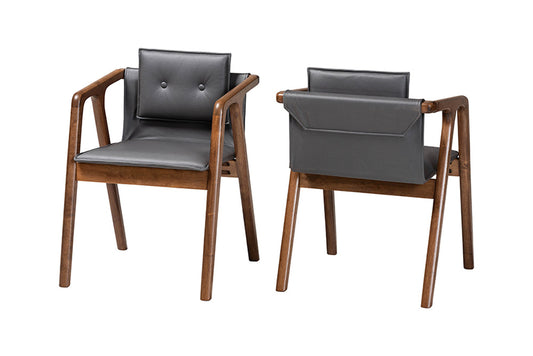 Baxton Studio - Marcena Dining Chair Set of 2 - RDC828-Grey/Walnut-DC view 1