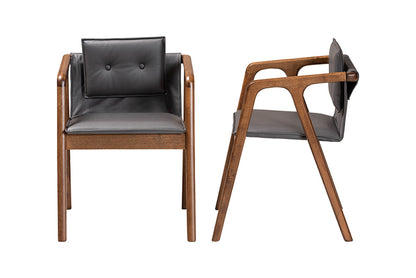 Baxton Studio - Marcena Dining Chair Set of 2 - RDC828-Grey/Walnut-DC view 2