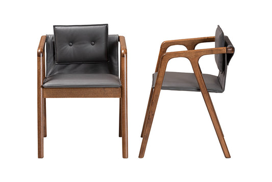 Baxton Studio - Marcena Dining Chair Set of 2 - RDC828-Grey/Walnut-DC view 2