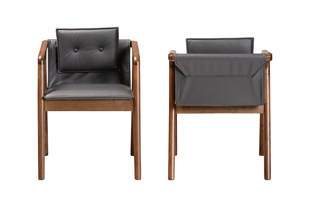 Baxton Studio - Marcena Dining Chair Set of 2 - RDC828-Grey/Walnut-DC view 3