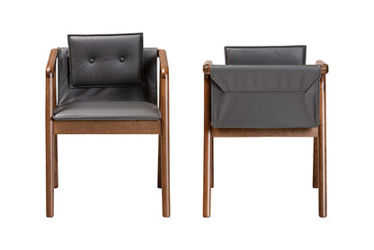 Baxton Studio - Marcena Dining Chair Set of 2 - RDC828-Grey/Walnut-DC view 3