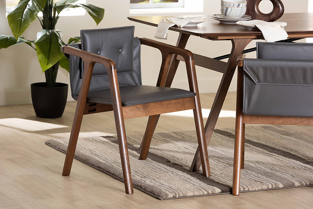 Baxton Studio - Marcena Dining Chair Set of 2 - RDC828-Grey/Walnut-DC view 5