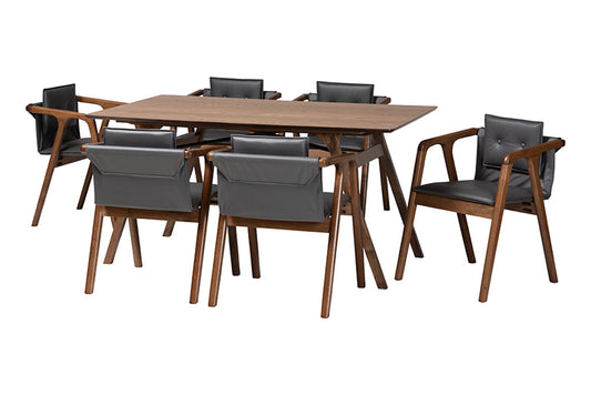 Baxton Studio - Marcena Dining Set - RDC828-Grey/Walnut-7PC Dining Set view 1