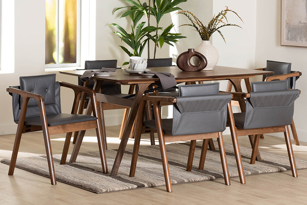 Baxton Studio - Marcena Dining Set - RDC828-Grey/Walnut-7PC Dining Set view 5