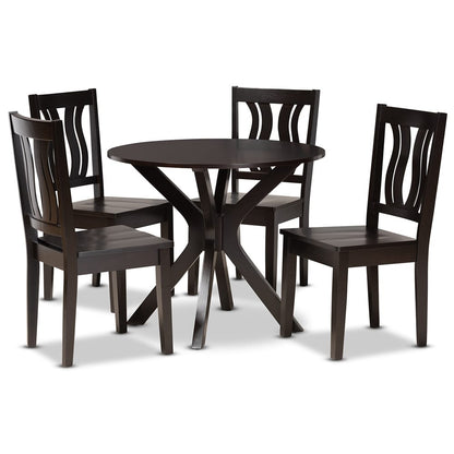 Baxton Studio - Mare Dining Set in Dark Brown - Mare-Dark Brown-5PC Dining Set view 1