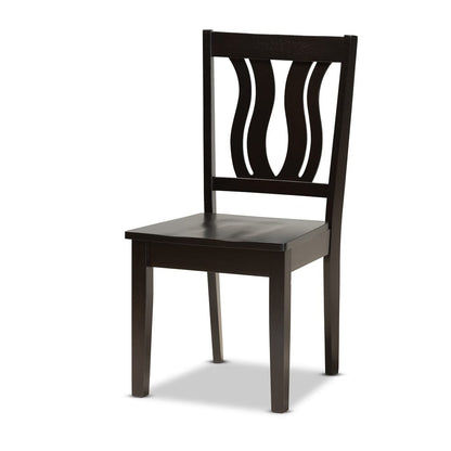 Baxton Studio - Mare Dining Set in Dark Brown - Mare-Dark Brown-5PC Dining Set view 2
