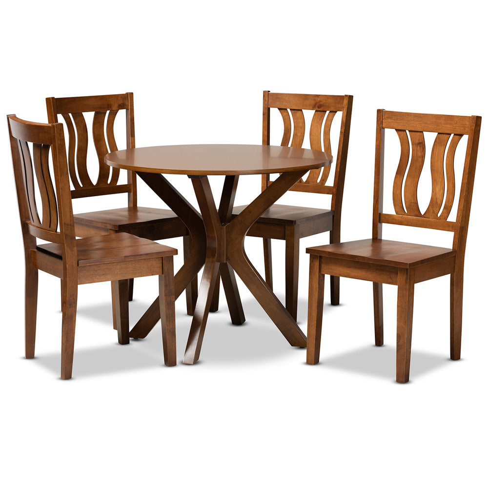 Baxton Studio - Mare Dining Set in Walnut Brown - Mare-Walnut-5PC Dining Set view 1