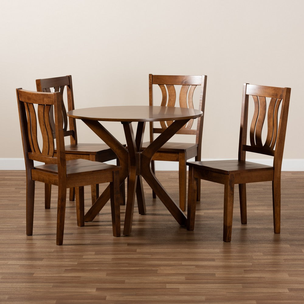Baxton Studio - Mare Dining Set in Walnut Brown - Mare-Walnut-5PC Dining Set view 8