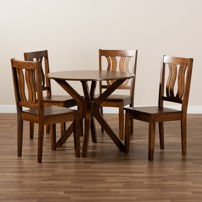 Baxton Studio - Mare Dining Set in Walnut Brown - Mare-Walnut-5PC Dining Set view 8