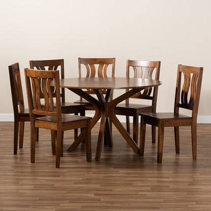 Baxton Studio - Mare Dining Set in Walnut Brown - Mare-Walnut-7PC Dining Set view 8