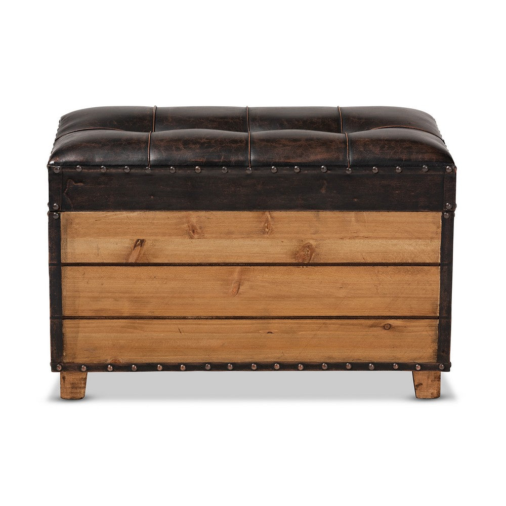 Baxton Studio - Marelli Set of 2 Ottomans in Dark Brown/Golden Oak - JY17A053-Dark Brown-2PC Ottoman Set view 4