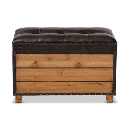 Baxton Studio - Marelli Set of 2 Ottomans in Dark Brown/Golden Oak - JY17A053-Dark Brown-2PC Ottoman Set view 4