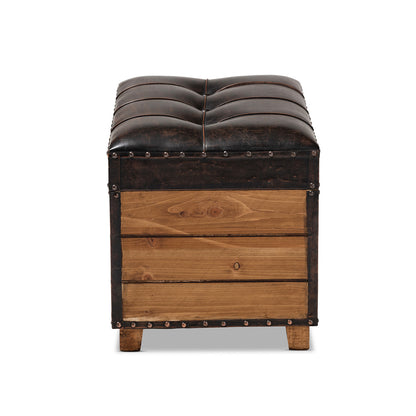 Baxton Studio - Marelli Set of 2 Ottomans in Dark Brown/Golden Oak - JY17A053-Dark Brown-2PC Ottoman Set view 5
