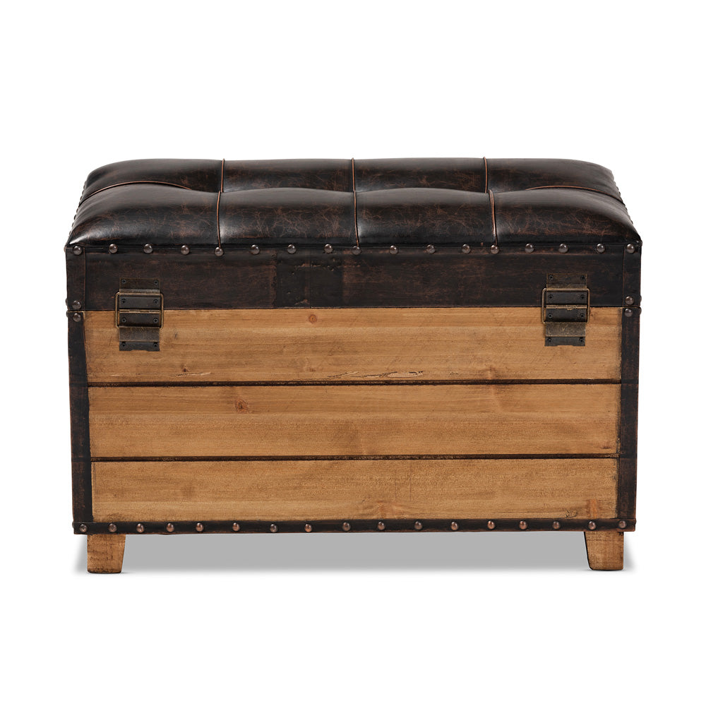 Baxton Studio - Marelli Set of 2 Ottomans in Dark Brown/Golden Oak - JY17A053-Dark Brown-2PC Ottoman Set view 6