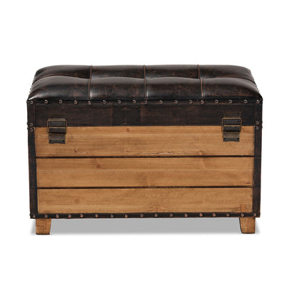 Baxton Studio - Marelli Set of 2 Ottomans in Dark Brown/Golden Oak - JY17A053-Dark Brown-2PC Ottoman Set view 6