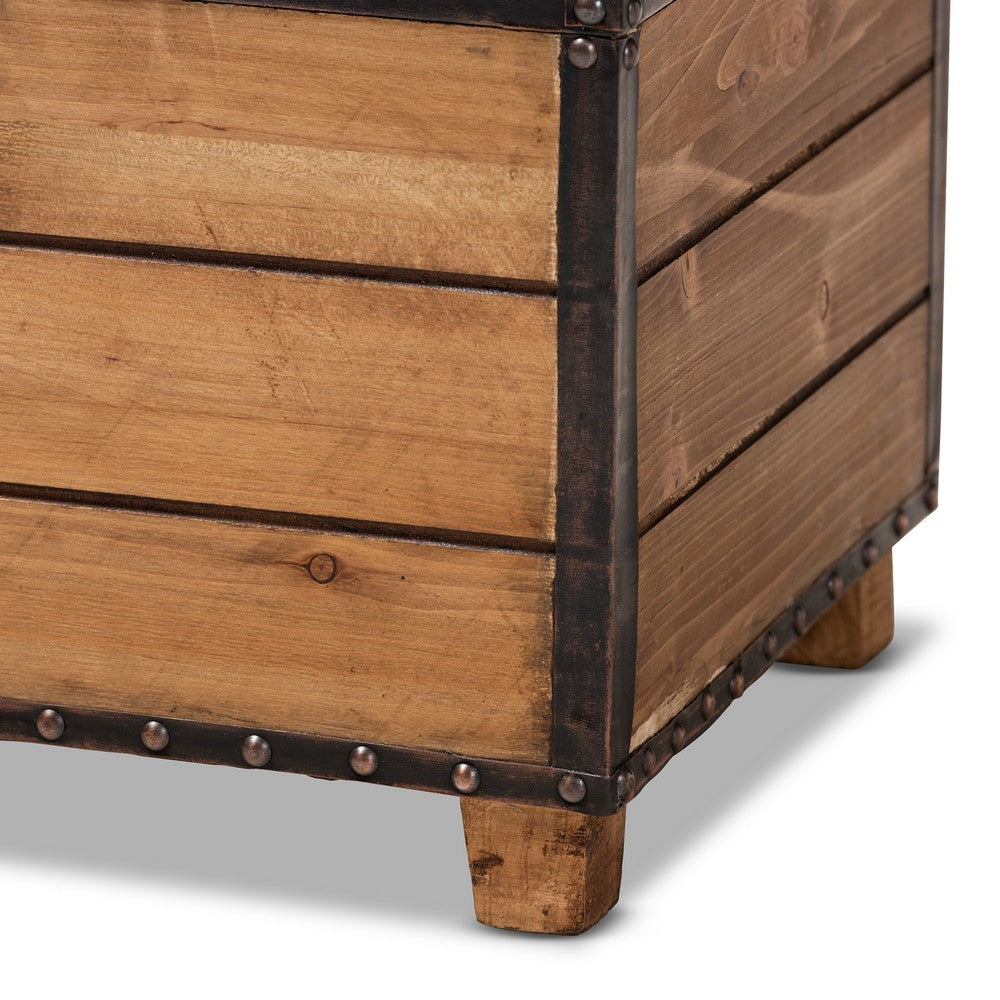 Baxton Studio - Marelli Set of 2 Ottomans in Dark Brown/Golden Oak - JY17A053-Dark Brown-2PC Ottoman Set view 8