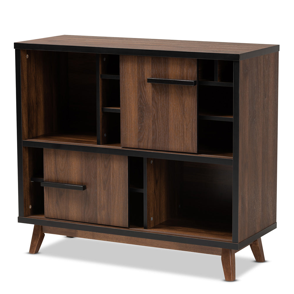 Baxton Studio - Margo Storage Cabinet in Walnut/Black - RT676-OCC-Walnut/Black-Cabinet view 2