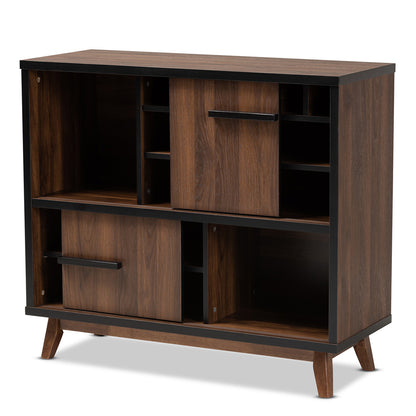Baxton Studio - Margo Storage Cabinet in Walnut/Black - RT676-OCC-Walnut/Black-Cabinet view 2