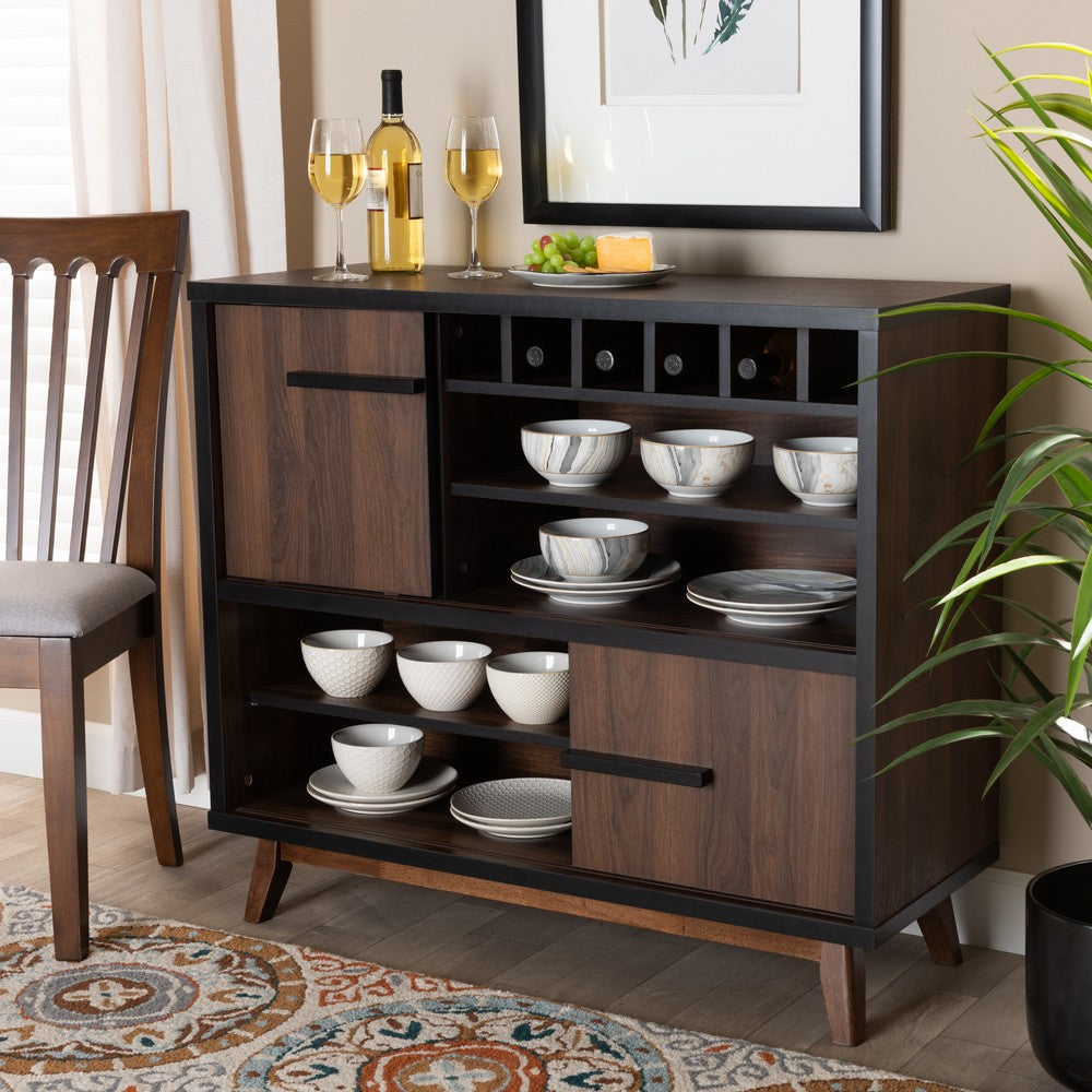Baxton Studio - Margo Storage Cabinet in Walnut/Black - RT676-OCC-Walnut/Black-Cabinet view 7