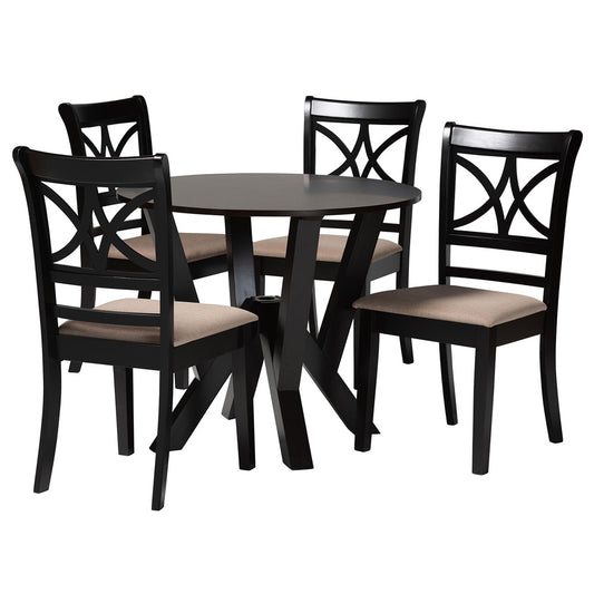 Baxton Studio - Mari Dining Set in Beige/Dark Brown - Mari-Sand/Dark Brown-5PC Dining Set view 1