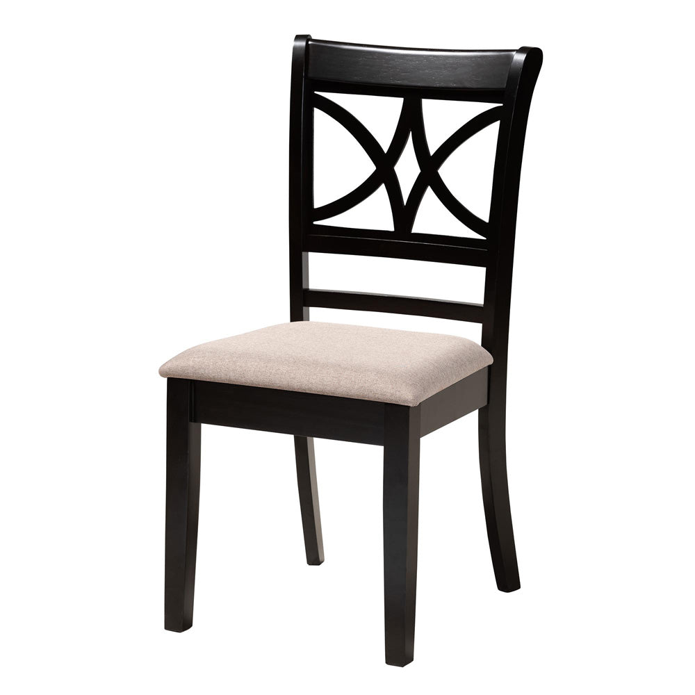 Baxton Studio - Mari Dining Set in Beige/Dark Brown - Mari-Sand/Dark Brown-5PC Dining Set view 2