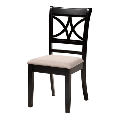 Baxton Studio - Mari Dining Set in Beige/Dark Brown - Mari-Sand/Dark Brown-5PC Dining Set view 2