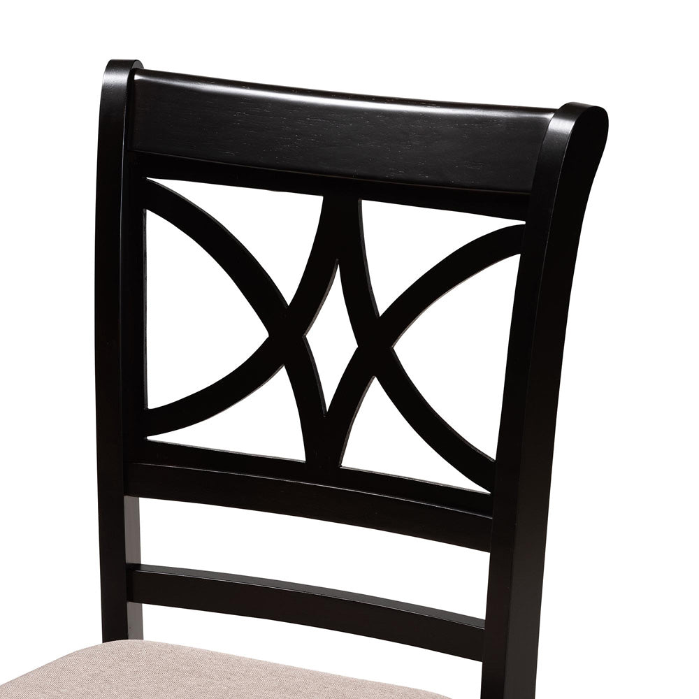 Baxton Studio - Mari Dining Set in Beige/Dark Brown - Mari-Sand/Dark Brown-5PC Dining Set view 5