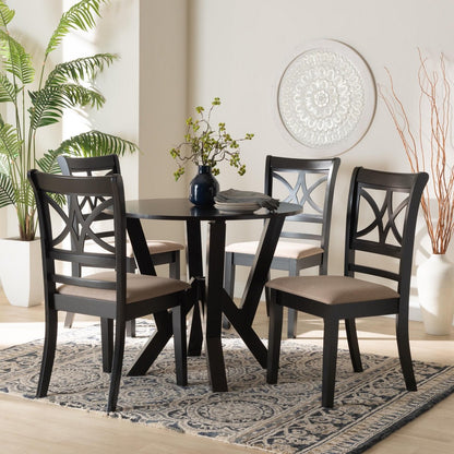Baxton Studio - Mari Dining Set in Beige/Dark Brown - Mari-Sand/Dark Brown-5PC Dining Set view 8