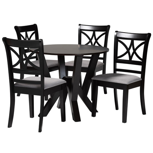 Baxton Studio - Mari Dining Set in Grey/Dark Brown - Mari-Grey/Dark Brown-5PC Dining Set view 1