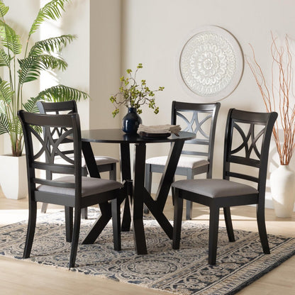 Baxton Studio - Mari Dining Set in Grey/Dark Brown - Mari-Grey/Dark Brown-5PC Dining Set view 8