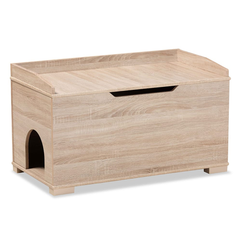 Baxton Studio - Mariam Cat House in Oak  - SECHC150140WI-Hana Oak-Cat House view 1